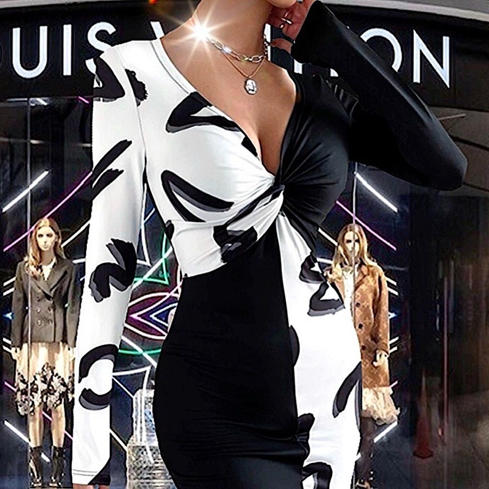 NWT, Lavishly Paris Women’s Designer Twist Front Bodycon Dress